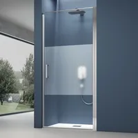 SoGood doporro Duschtür Nischentür dusche Duschabtrennung Duschkabine 100x195cm ESG-Sicherheitsglas aus Milchglas-Streifen mit Hebe- und Senkmechanismus...