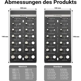 Wiltec Gewindelehre für Bolzen und Muttern 28 cm