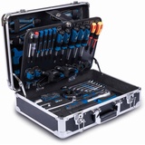 SCHEPPACH TB200 Aluminium Werkzeugkoffer gefüllt 141-tlg Werkzeug Set | Werkzeugkiste bestückt Schraubenschlüssel, Hammer, Zange, Schraubenzieher,