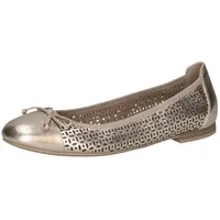 CAPRICE Ballerinas aus Leder mit Lochmuster, Metallisch (Platin Metal.),