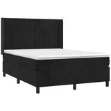 vidaXL Boxspringbett mit Matratze & LED Schwarz 140x200 cm Samt