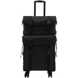 2 in 1 Kosmetikkoffer, Abnehmbarer Kosmetikkoffer Trolley mit Rollen und Deichsel, Professioneller Schminkkoffer für Hairstylisten, Kosmetiker, Make-up-Künstler