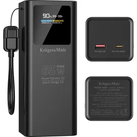 Krüger&Matz PowerBank 20000mAh Li-pol 65W mit QC-Funktion und PD KM0914