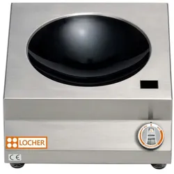 LOCHER Elektro-Induktionswok, 7 kW, digitale-Display-Anzeige unter dem Ceranglas