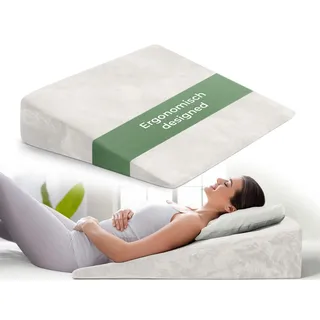 Well B4 Keilkissen für Bett und Couch, Matratzenkeil, Reflux Kissen [mit 2 Liegezonen], Lesekissen zur Schlaferhöhung Rückenkissen als Bettkopfteil, Betterhöher, Rückenstützkissen, Beinkissen oder Venenkissen