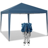 Woltu Pavillon Pop-Up wasserdichter Faltpavillon Sonnenschutz Event Pavillon Gartenpavillon auf Terrasse Camping Festival Pagodenzelt aus Oxford Metallrahmen 3 x 3 m Blau