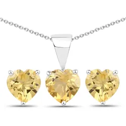 Vira Jewels Schmuck-Set 925/- Sterling Silber Citrin orange 2, . Ohrringe Damen 