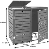 Mendler 2er Mülltonnenverkleidung HWC-K14, Mülltonnenbox Mülltonnenabdeckung, 119x134x84cm WPC Metall 78kg anthrazit