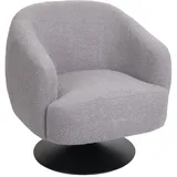 Mendler Cocktailsessel HWC-J76 Bouclé 70 x 80 x 80 cm Hellgrau drehbar mit Kissen
