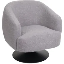Mendler Cocktailsessel HWC-J76 Bouclé 70 x 80 x 80 cm Hellgrau drehbar mit Kissen