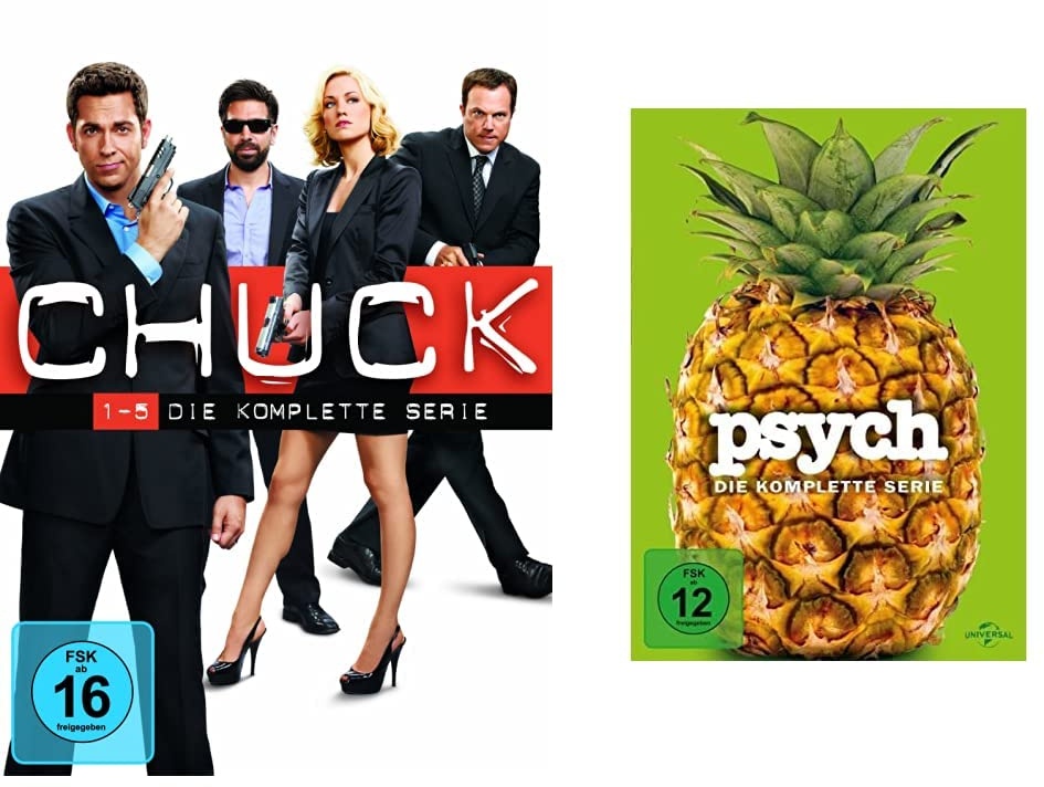 Chuck - Die komplette Serie (exklusiv bei Amazon.de) [23 DVDs] & Psych – Die komplette Serie [Limited Edition] [31 DVDs]
