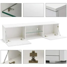 Mondeer Lowboard TV-Schrank LED-TV-Ständer mit 16-Farben-LED-RGB-Leuchten Weiß - Weiß