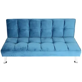Mendler Sofa HWC-K21, Klappsofa Couch Schlafsofa, Nosagfederung Schlaffunktion Liegefläche 181x107cm ~ Samt, blau