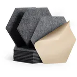 Rdutuok 12 Stück Selbstklebend Akustik Panel,30x26x1cm Hexagon Akustik Absorber Schallschutzplatten Akustikpaneele Wand für Tonstudio, Büro,Studio und Wanddekoration(Dunkelgrau)