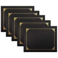 Better Office Products 25 Stück schwarze Zeugnishalter, Diplomhalter, Dokumentenhüllen mit Goldfolienrand, für Papier in Briefgröße, 25 Stück, Schwarz