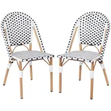 KOMFOTTEU Gartenstuhl (2er Set), Rattanstuhl bis zu 150kg belastbar weiß