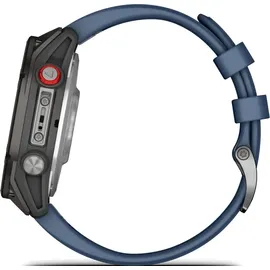 Garmin Quatix 8 Pro BT 47 mm Titaniumgehäuse Schwarz QuickFit Silikonarmband Kapitänsblau