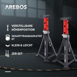 Arebos 3T Hydraulischer Rangierwagenheber mit Fußpedal, 2x Unterstellbock, 3 Tonnen Tragkraft 2x Auflagen