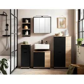 Schildmeyer Waschbeckenunterschrank Emmik 59,8 x 62,4 x 32,6 cm Schwarz/Eiche