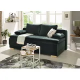 otto home Schlafsofa OTTO HOME "Berlin", grün, B:202cm H:99cm T:98cm, Samtoptik (100% Polyester), Sofas, Schlafsofa, Dauerschläfer mit Boxspringfederung, Bettfunktion und Bettkasten, Topseller