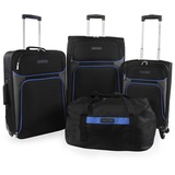 NAUTICA Seascape Collection Softside Gepäck-Set, 4-teilig, Schwarz/Blau, Seascape Collection Softside Gepäck-Set, 4-teilig