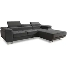 Sofnet Ecksofa Divo mit Schlaffunktion, Bettkasten und Kopfteilverstellung, Federkern - 1 Stk - (Grau (Kronos 22), Ecksofa Rechts) L-Form,Rechteckig, 282x204 cm, Wohnzimmer, Sofas - Couches, Wohnlandschaften, Ecksofas