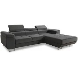 Sofnet Ecksofa Divo mit Schlaffunktion, Bettkasten und Kopfteilverstellung, Federkern - 1 Stk - (Grau (Kronos 22), Ecksofa Rechts) L-Form,Rechteckig, 282x204 cm, Wohnzimmer, Sofas - Couches, Wohnlandschaften, Ecksofas