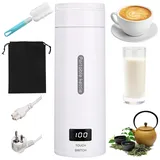 380ML Kleiner Tragbarer Wasserkocher, 3 in 1 Mini Elektrische Wassertasse mit Temperatureinstellung, Automatische Abschaltung, Bürsten und Taschen, Reise Wasserkocher für Kaffee Teezubereitung