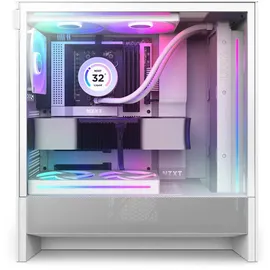 NZXT H5 Flow RGB 2024 Midi Tower ATX Gehäuse weiß mit Sichtfenster