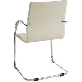 MCW Esszimmerstuhl Perm, Freischwinger Küchenstuhl Lehnstuhl Stuhl, Stahl ~ creme