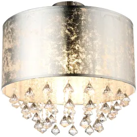 ETC Shop Kristallleuchte 1x E27 Blattsilber Metall 30x31 cm