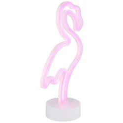 Tischleuchte Neonleuchte Flamingo Kinderzimmer Neonlicht Dekolampe Batterie, Kunststoff weiß, LED 2W pink, H 33 cm
