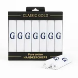 DUDU N GIRLIE Herren-Taschentücher mit weißem Satinrand und blauen gestickten Initialen, G, Einheitsgröße