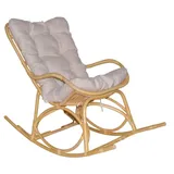 Schaukelstuhl aus Rattan mit Kissenauflage in Naturfarben Relax Schaukelsessel