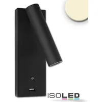 ISOLED Leseleuchte, 3W, schwarz mit USB A Ladebuchse, warmweiß, 3 Stufen dimmbar