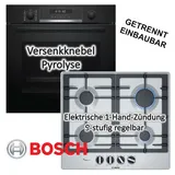 Bosch Herdset Bosch Einbau-Backofen Serie 6 mit Gaskochfeld FlameSelect - autark, 60 cm