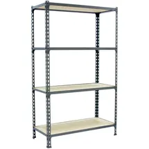 Proregal Schwerlastregal Mid Muli HxBxT 150 x 110 x 30 cm 4 Fachböden Fachlast 200 kg Verzinkt