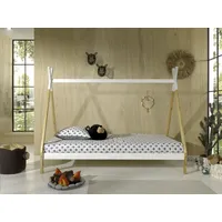 Vipack Tipi Zelt Bett Liegefläche 90 x 200 cm, inkl. Rolllattenrost, Ausf. Kiefer massiv natur/weiß