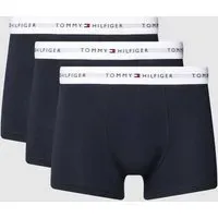 Regular Fit Trunks mit elastischem Label-Bund im 3er-Pack, Dunkelblau, L