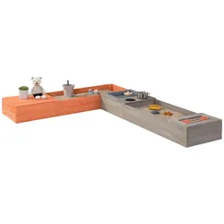 Sandkasten MUDDY BUDDY "Flexy Style", orange (warmgrau, lachs), Sandkästen, Kinder, B/H/L: 90,00cm x 20,00cm x 150,00cm, Holz, warmgrau - lachs, Holzschutz vorbehandelt, B:90,00cm H:20,00cm L:150,00cm