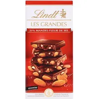 Lindt Schokolade Les Grandes Salz-Mandel | 150 g Tafel | gesalzene Mandeln und karamellisierte Mandel-Stückchen in feinherber Schokolade | Schokoladentafel | Schokoladengeschenk