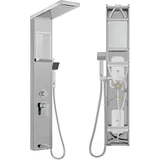 trmlbe NAIZY Duschpaneel mit Armatur, 5 in 1 Duschsystem mit Eingebautes Regal Multifunktional Dusche Set inkl. Handbrause Massagedusche Wasserfalldusche Regendusche Armatur, 304 Edelstahl Duschset