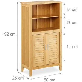 Relaxdays Badezimmerschrank 92 x 50 x 25 cm Natur
