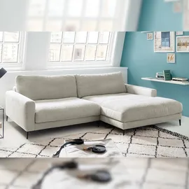 KAWOLA Ecksofa Cara Cord Recamiere rechts hellgrau