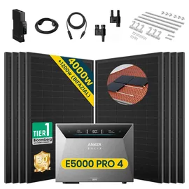 solarmars Balkonkraftwerk polykristallin 4000 W inkl. Anker Solix Solarbank 4 E5000 Pro 500 W