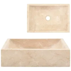 Waschbecken 45x30x12 cm Marmor Hochglanz-Creme