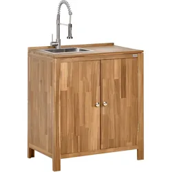 Outdoor-Küchenschrank mit Spüle VENOSA Akazienholz Braun / Silber