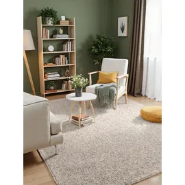 ELLE Decoration Rocco - Flachgewebe Teppich, Maschinen Waschbar, Woll Optik, Langlebig & Nachhaltig, Modern, Skandi Look für Wohnzimmer, Esszimmer, Schlafzimmer, Flur - Creme Multifarben, 80x150cm