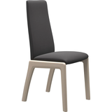 Polsterstuhl STRESSLESS "Laurel", grau (rock paloma, eiche gekalkt), B:57cm H:105cm T:60cm, Leder PALOMA: PALOMA ist ein durchgefärbtes Semianilin-Möbelleder mit natürlicher Narbung., Stühle, Polsterstuhl, High Back, Größe M, mit abgerundeten Beinen in Eiche gekalkt
