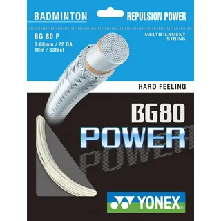 Yonex Badmintonsaite BG 80 Power (Power+Touch) weiss 10m Set, Saitendicke: 0.68 weiß
